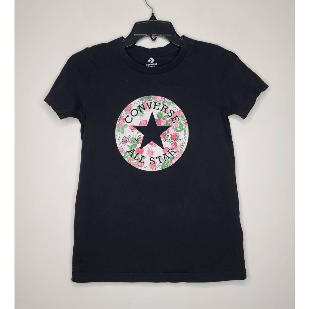 Converse black rose logo short sleeve shirt - xs